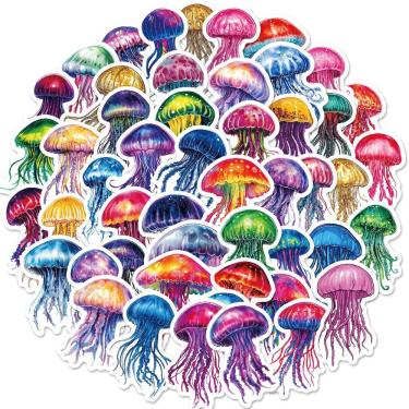 Imagem de Adesivos de 50 peças de medusas coloridas para crianças e adultos, oceano