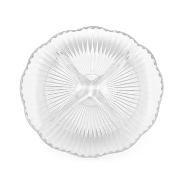 Imagem de Petisqueira de Vidro com 4 Divisórias 18,3 cm Design Texturizado Elegante e Resistente para Petiscos Frios Snacks e Molhos Serve com Organização e Sofisticação (LONDON)