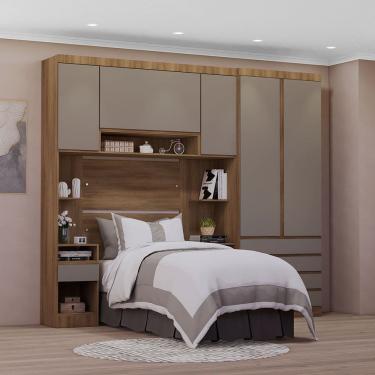 Imagem de Quarto de Solteiro Com Guarda Roupa e Mesas de Cabeceira 263cm Veneza Luciane Moveis