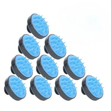 Imagem de Escova Massageadora de Silicone para Couro Cabeludo, Anti Caspa e Queda, Estimula a Circulação, Limpeza Profunda e Relaxante, Compacta, Ideal para Todos os Tipos de Cabelo e Pets(10 Unidades Azul)