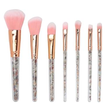 Imagem de Cuofyunl 7 pçs conjunto de pincéis de maquiagem fundação pó corretivos sombras de olho escova macia alça elegante ferramenta cosmética