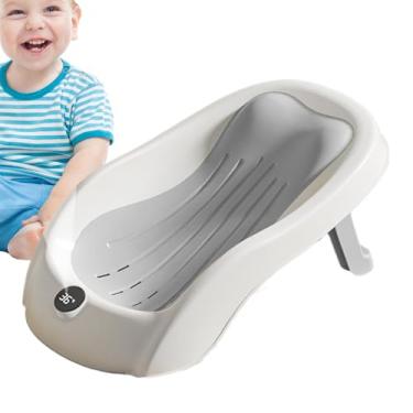 Imagem de Apoio para Banheira Infantil,Suporte Ergonómico Dobrável com Termómetro - Banho de Bebé | Para Uso em Casa, Viagens, Hotel e Praia
