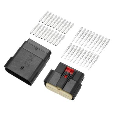Imagem de VekAuto Kit de plugue de conector de farol de 20 pinos compatível com Ford Mondeo, à prova d'água, série de 1,5 mm, conector de terminal de fio fêmea preto macho