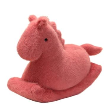 Imagem de Cavalo de pelúcia – Almofada de cavalo de balanço de 15,7 polegadas – Companheiro divertido, enfeite de mesa de animal bonito realista para quarto, sala de estar, sofá e