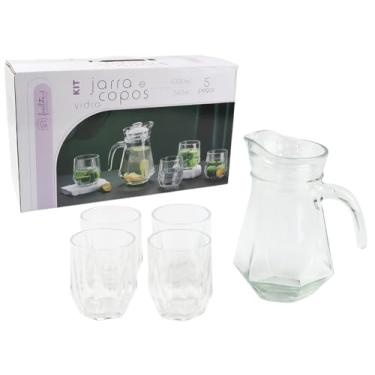 Imagem de JARRA DE VIDRO C/COPO 5PCS 1L/260ML