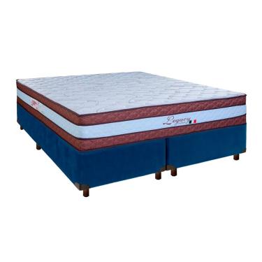 Imagem de Cama + Box Azul e Colchão Molas Ensacadas Queen - Legaccy Paropas