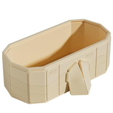 Imagem de Banheira dobrável para adultos de 1,5 m Banheira dobrável dobrável portátil para banheiro, banheira de spa dobrável para chuveiro, ideal para pequenos espaços, banheira dobrável (dourada, 2GG: 140 cm