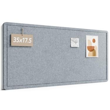 Imagem de Quadro de avisos Fluxnara, quadro de cortiça alternativo de 89 cm x 44,5 cm com 12 abas adesivas removíveis seguras, placa de pino de feltro dobrável para escritório em casa, sala de aula, quarto