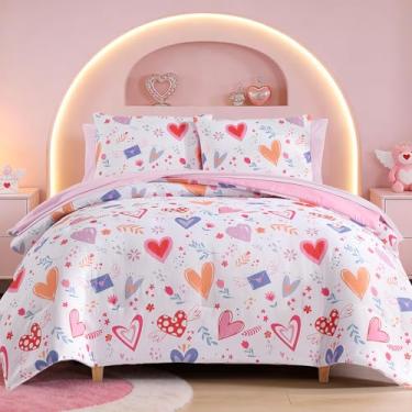 Imagem de Kaleido Space Conjunto de edredom casal para meninas e crianças, 7 peças, tamanho casal, macio e aconchegante em uma bolsa com lençol