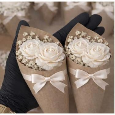 Imagem de Kit 10 Lembrancinhas Velas Aromáticas Rosas com Cone, Aniversário, Batizado e Maternidade