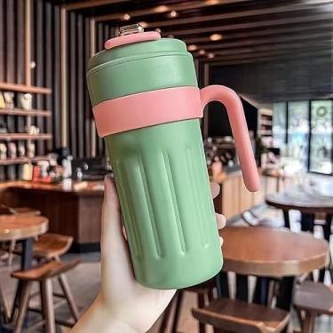 Imagem de Caneca de Café a Vácuo Copo Térmico Inteligente 460ml/650ml de Aço Inoxidável com Display caneca termica copo termico(copo cafe,verde+rosa 650ml)