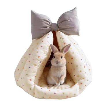 Imagem de Copfeu Cama de coelho para animais de estimação, barraca quente de inverno, ninho de dormir semi-fechado espesso, refúgio fofo, adequado para coelhos, filhotes, furões, porquinhos-da-índia e outros
