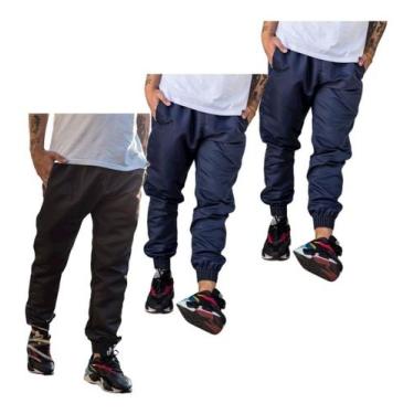 Imagem de Kit 3 Calças Jogger Tactel Estilo Neymar Inverno 2 Bolso 016 - J94, 2 