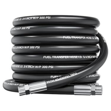 Imagem de POHIR Mangueira de transferência de combustível de 20FT 300PSI, mangueira de combustível para fazenda diesel gasolina querosene biodiesel, trançada com aço inoxidável