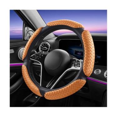 Imagem de Sandfren Capa de volante de carro, protetor de volante de veículo totalmente surround de couro com forro antiderrapante, acessórios de proteção interna automotiva, universal para caminhão SUV RV
