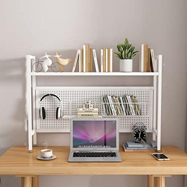 Imagem de Prateleira de mesa de escritório simples de ferro forjado com grade, rack de exibição multifuncional de camada única, suporte para monitor de mesa de computador, decoração de casa simples de