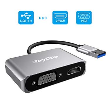 Imagem de Adaptador USB 3.0 para HDMI VGA da RayCue, conversor gráfico de vídeo 1080p para vários monitores, suporta saída de sincronização HDMI VGA, compatível apenas com Windows XP/7/8/10 [não Mac/Linux/Vista/Chrome/Firestick]