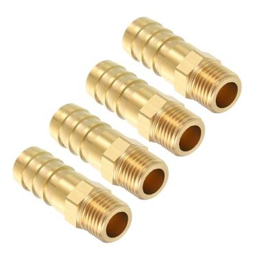 Imagem de Kozelo Pacote com 4 conectores adaptadores de mangueira de latão de 10 mm para mangueira M10x1 acessórios machos para máquinas domésticas, banheiras de massagem e sistemas de irrigação