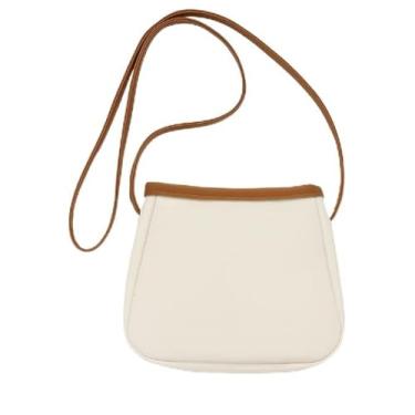 Imagem de Bolsa tiracolo feminina de couro macio - bolsa de ombro elegante para uso diário, Branco, 5.5 x 6.3 x 2.4 inches