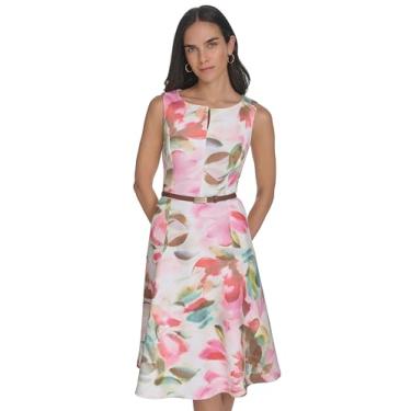 Imagem de Calvin Klein Vestido feminino floral para chá de bebê, Tulipa Multi, 46