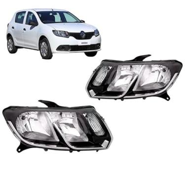 Imagem de Farol Logan/Sandero 2015 a 2019 Máscara Negra com Friso Cromado | Skywind (Lado Esquerdo)