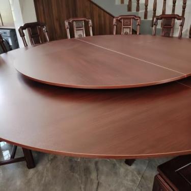 Imagem de Tampo de mesa dobrável com toca-discos dobráveis, mesa redonda de madeira de 130 a 170 cm, tampo de jantar de substituição temporária sem pernas, mesa de banquete dobrável em um quarto (vermelho, 1,1