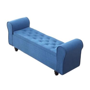 Imagem de Foyer Multifuncional Fim da Cama Armazenamento Quarto Armário de Cabeceira Sofá Banco Loja de Roupas Banco de Sapatos Mudroom (Azul, Grande)