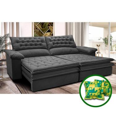 Imagem de Sofá Retrátil E Reclinável 2,52m Molas Ensacadas Cama Inbox Alemanha De Viscoelástico Velusoft Cinza