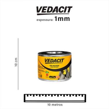 Imagem de Kits Manta Asfáltica Adesivo Aluminio Vedacit Tapa Goteira, 10cm x 10m