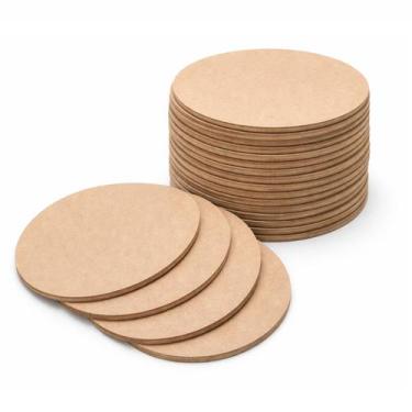 Imagem de Kit Com 20 Bolachas 35x35 Mdf Cru Redondo Base Sousplat 3mm - Moveis C