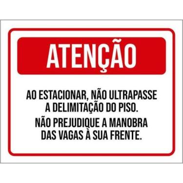Imagem de Kit 5 Placas Atenção Estacionar Delimitação Piso 27X35 - Sinalizo