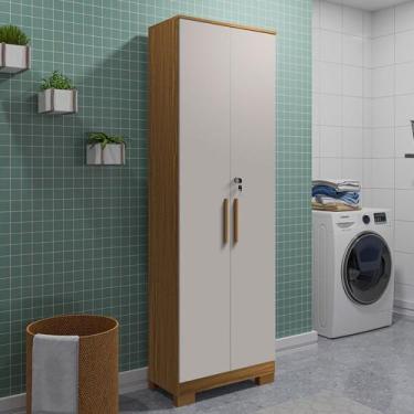 Imagem de Armário Multiuso Prisma 2 Portas 100% Mdf Amêndoa/Off White - Rio Doce