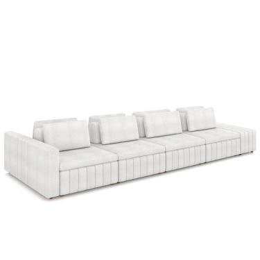 Imagem de Sofá Ilha e Puff Sala Living 505cm Siesta Z32 Boucle Branco - Mpozenato