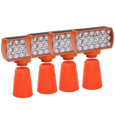 Imagem de Sinalizador Solar Viario Kit 4 Duas Cores Cone Alerta Seguranca Noturna Obra Rodovia Alerta Emergencia Estrada Transito