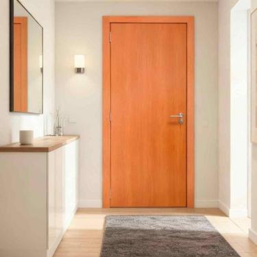 Imagem de Porta Completa Batente de 9cm e Folha de 70cm Abertura Direita Premium Mogno