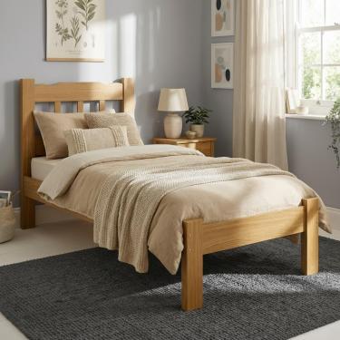 Imagem de Cama Solteiro Pérola Madeira Maciça Resistente Nogueira