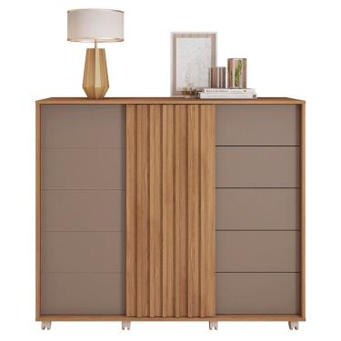 Imagem de Cômoda Espaçosa Pegasus 2 Portas 5 Gavetas 3 Prat Caemmun Buriti / Fendi