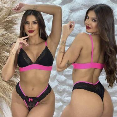 Imagem de Kit 2 Conjuntos Lingerie Sem Bojo Neon Chiara Tamanho:MCor:Rosa Neon V