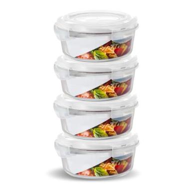 Imagem de Conjunto 4 Potes Vidro Redondo 950ml Hermético 4 Travas - U4home