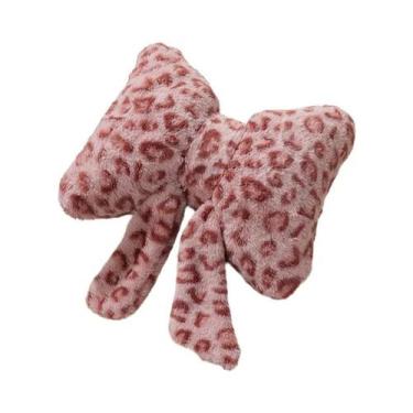 Imagem de Almofada De Sofá Em Imitação De Pelo De Coelho Com Laço Rosa, Confortá