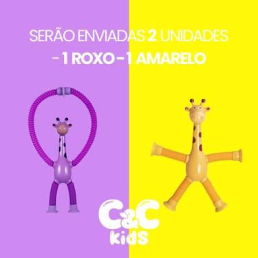 Imagem de Kit 4 girafas estica e gruda melman pop it tubo tiktok com luz brinque