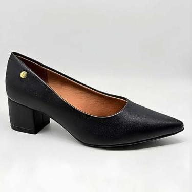 Imagem de Scarpin Feminino Vizzano Salto Grosso Baixo Elegante 1220.315, Preto, 