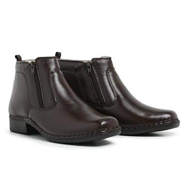 Imagem de Botina Social Ortopédica Bota Antiestresse Couro Palmilha Gel Preto (Marrom, BR, Adulto, Numérico, M, 40)