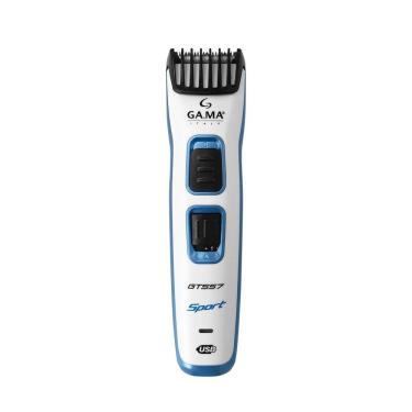 Imagem de Máquina de Acabamento Ga.Ma Italy Sport GT557 Barba e Cabelo Lâmina Aço Inoxidável sem Fio Wetdry Preto e Branco e Azul