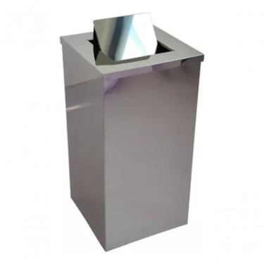 Imagem de Lixeira Quadrada 50L em Aço Inox com Tampa Basculante Funcional para Cozinha e Ambiente Comercial Inox