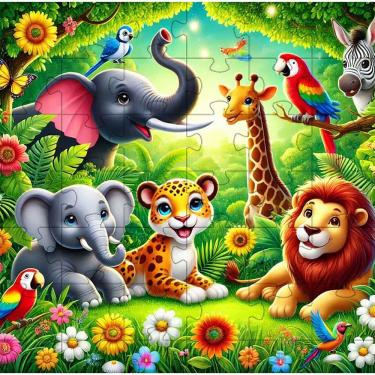 Imagem de Quebra-cabeças Infantil Animais da Floresta para Memória e Concentração com 20 Peças em...