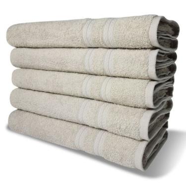 Imagem de Kit 5 Toalhas de Banho Itália Soft 100% Algodão 430G-M2 Alta Absorção Grande 80X150CM Bege