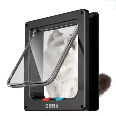 Imagem de Porta Portinha Passagem Pet Gatos Cães 25 X 23,5cm Cor Preto Preto - P