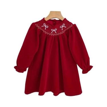 Imagem de Vestido De Festa De Natal Para Menina Com Laço E Babados, Moda Infanti
