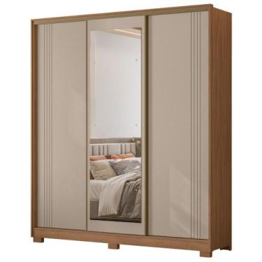 Imagem de Guarda Roupa Casal 3 Portas de Correr Com Espelho 195 cm Dallas Moval,